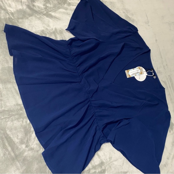 NAVY BLUE PEPLUM BLOUSE - Picture 6 of 6